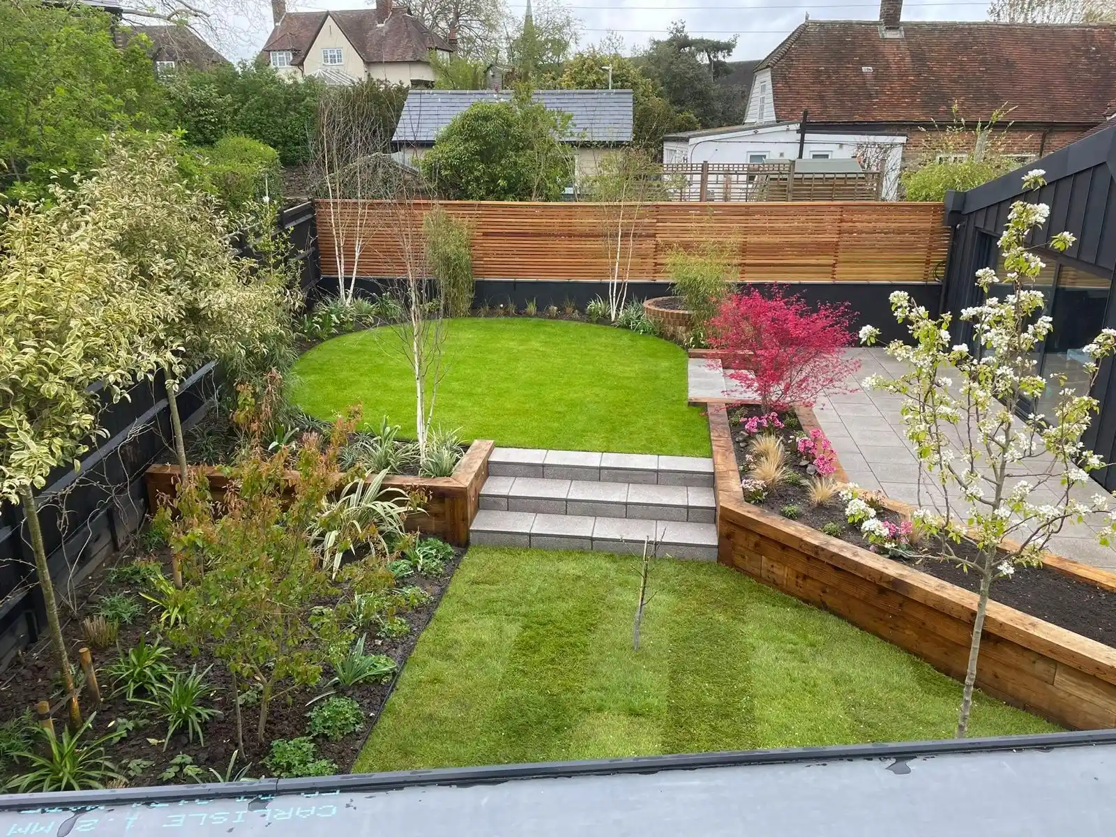 Bespoke garden design with herbaceous planting borders in Maidstone, Kent